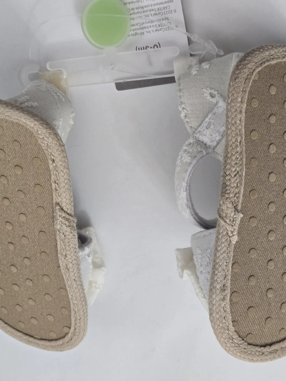 Carter’s Baby Girl White Eyelet Bow Sandals 0-3 Months Espadrille NWT